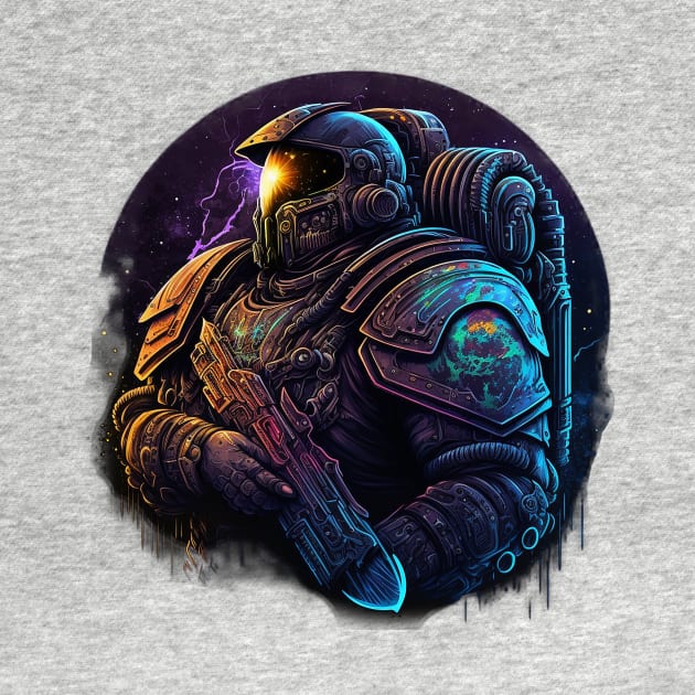 Cosmic Crusader: Vector Art of a Space Marine Protecting the Galaxy by Abili-Tees